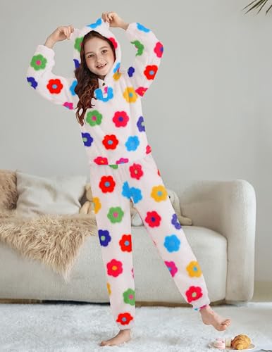 Image of Arshiner Girls 2 Piece Outfits Sweatsuit Fuzzy Long Sleeve Bear Ear Hoodie Sweatshirt and Sweatpant Kids Clothing Sets