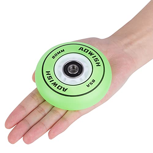 Aowish Light Up Inline Skate Wheels 85A Led Glow Flash Flashing Luminous Illuminating Inline Skate Replacement Wheels W/Bearings Abec-9 For Roller Blades Caster Board Scooters (4-Pack) (Green, 80Mm) #TOP4