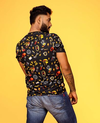 Image of WANDERLOOMS Men Tshirt Front & Back Graphic Printed Full Print Tshirt for Men Round Neck Half Sleeve T-Shirt