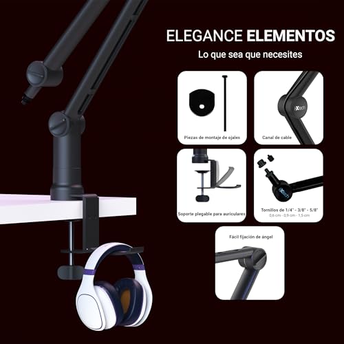 Miniatura 5 de Ixtech Brazo De Brazo De Micrófono Con Soporte De Escritorio, Giratorio De 360 , Ajustable Y Plegable De Tijera Para Podcast, Videojuegos, Radio Y Audio De Estudio, Resistente Y Universal, Modelo