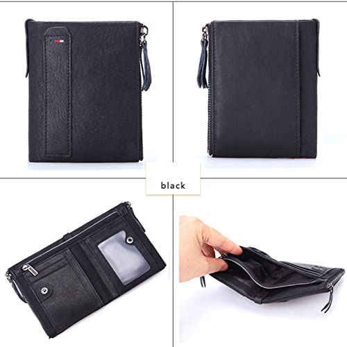 Carteira Masculina De Couro Com Bolso Porta-cartões De Crédito Porta-moedas Bolsa Bolsa Dobrável Dup