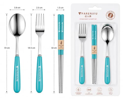Image of Stainless Steel Cutlery Set, 3-Piece | Spoon, Fork, Chopsticks