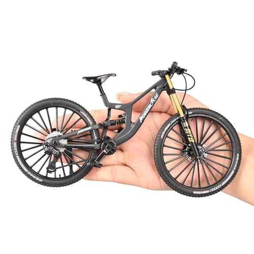 Generisch Finger Modèle de vélo de montagne, 1:10, jouet miniature, ornements de modèle de VTT, mini modèle de vélo (gris)