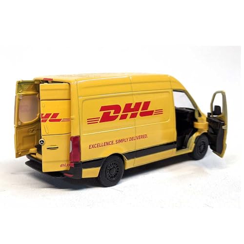 Image of Kinsfun D Dhl Mercedes-Benz Sprinter 1:46 Scale 5Inch Die Cast Metal Model Toy Cargo Van - Yellow