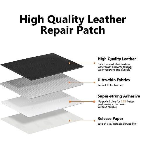 OcePor Self Adhesive Leather Repair Patch, 16 x 60 inch Leather Repair Tape, Leather Patches for Furniture, Vinyl Leather Repair Kit for Couches, Boat Seats, Furniture, Cars(Black)