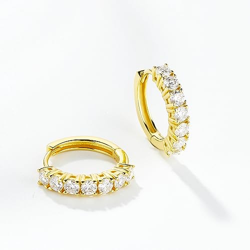 Moissanite Hoop Earring, 925 Sterling Silver 1.4ct D Color Moissanite Earrings, 18K White Gold Plated Huggie Hoop Earrings for Women4