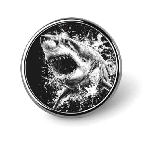Image of The Shark Leaps Out of Water Round Metal Brooches 1 Inch Memorial Badges Exquisite Decorations Pins for Clothing