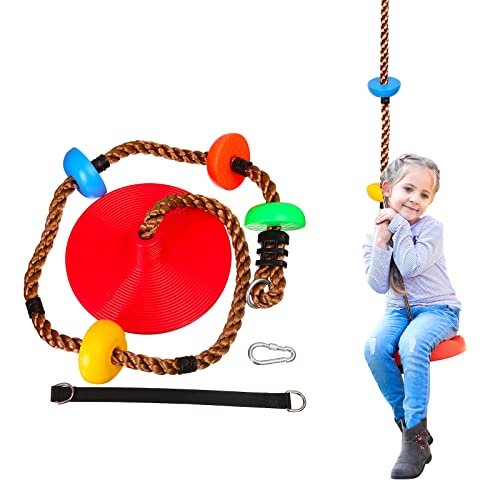 HIUOUIH Balancoire Enfant Exterieur Corde Balançoires Arbre avec Plateformes Disque Réglable d'escalade Accessoire pour Activités de Plein Air, Intérieur