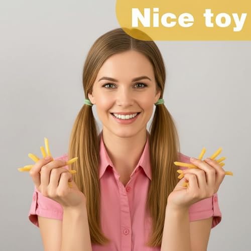 Zhanmai 30 Pieces Fake French Fries Play Food Simulation Fake French Food Artificial Food French Fries PVC French Fries Kitchen Toy Decoration Lifelike Tools Restaurant Window Display Party Tricky