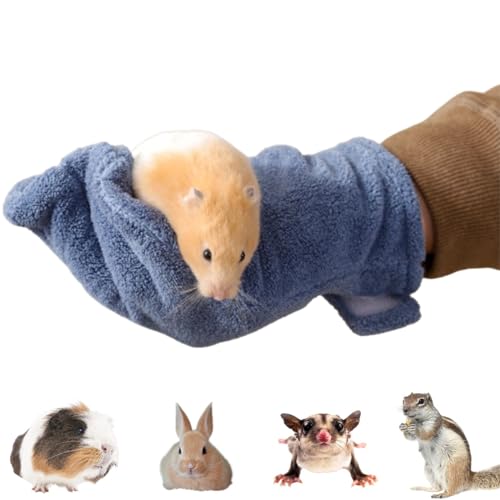 KUNBIUH Guante de unión Sugar Glider, guantes de manejo de animales a prueba de mordeduras, accesorios de erizo, guante calmante para erizos, ratas, hámsters y otras mascotas pequeñas (azul)