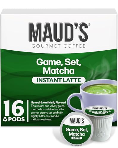 Maud's Matcha Latte Pods, 16 ct, Recyclable Single Serve Tea Pods - Compatible with Keurig K Cups Maker