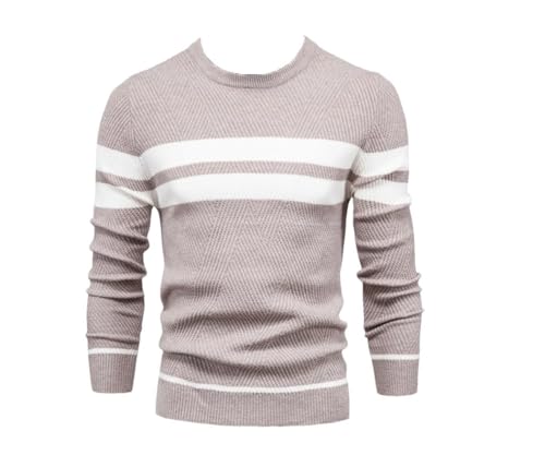 Men Patchwork Crew Neck Long Sleeve Pullovers Warm Slim Fit Casual Fashion Sweater