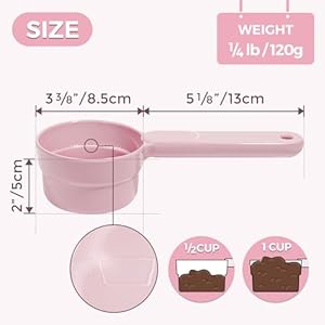 Msbc melamine pet food scoop cat food measuring cups comfortable long handle scoop for dog cat ferret and rabbit food 1 cup size pet food feeding scoop dishwasher safe pink   cucciolini doodles