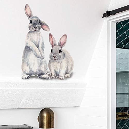 KOVCOAP Cartoon Rabbit Art Decals Bunny Wall Stickers Waterproof Vinyl Self Adhesive Removable Murals for Kids Room Bedroom Nursery Toddler House DIY Decoration Wall