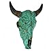 DE LEON,Resin Turquoise Floral Tribal Carved Bull Skull Hanging Statue