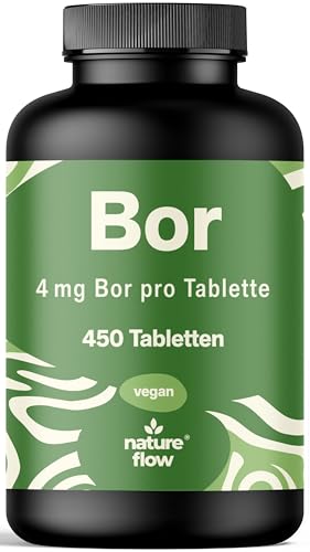 Bor Hochdosiert - 450 Tabletten mit 4mg Bor aus Borax (Natrium Borat) - Boron Tabletten - vegan und produziert in Deutschland - Verpackung kann variieren