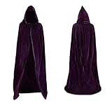 Coolwife Unisex Kids Cloak Cape Velvet Velour Hooded Party Halloween Christmas Cosplay Children Costumes (Purple)