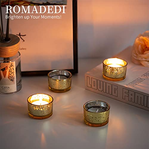 Romadedi Gold Votive Candle Holders, Set Of 12 Tealight Candle Holder For Table Centerpiece, Wedding Decorations, Party & Home Decor, Small Mercury Glass Candle Holders Bulk #TOP2