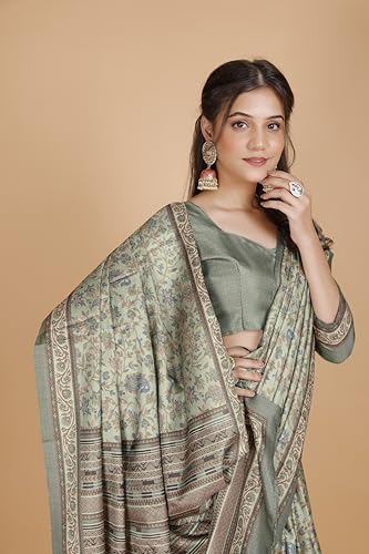Image of Garden Vareli Pashmina Saree With Unstitched Blouse Piece