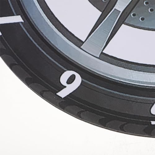 Kichvoe Creative Car Wheel Wall Clock Silent 3D Tire Rim Decor Modern Living Room Bedroom Automotive Enthusiast Gear Mute Clock 11.81In by Kichvoe - Image 9