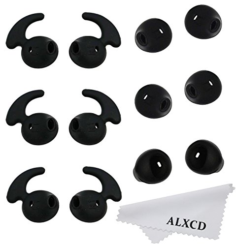 ALXCD Ear Tip for Galaxy S7, 3 Pair Sport Anti-Slip Eartip & 3 Pair Durable Silicone Replacement Ear Tips for Galaxy S7edge S7 S6edge Note5,(Black6+6S)