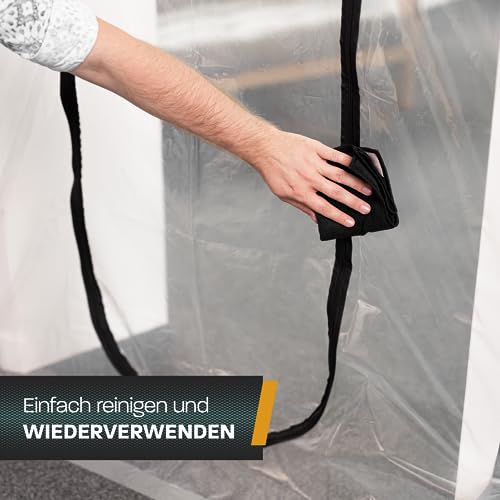 Hinrichs 2x Staubschutztür mit Reißverschluss - 220x120cm - Bautür transparent - Folientür mit Reißverschluss Abdeckfolie Maler - Staubschutz & Schmutzschleuse - reisßfeste Baustellentür
