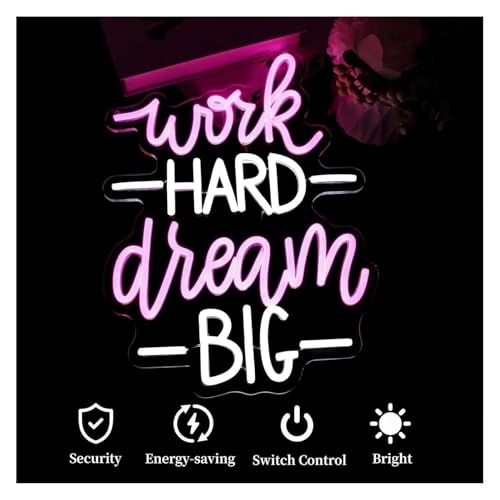 Lampe néon Work Hard Dream Big pour illuminer vos objectifs de vie