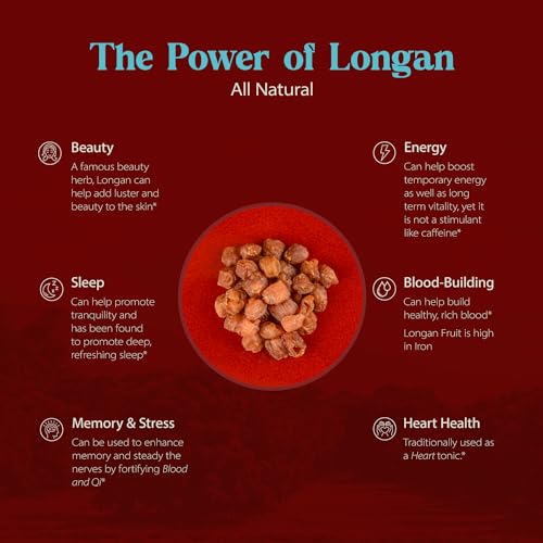 Dragon Herbs Longan 6 oz bag | dried fruit supplement to support skin, beauty, sleep, mood, stress, memory, heart and blood