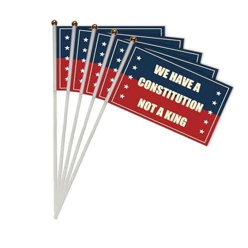 10 Set NO A King Small Flags on Stricks,Mini Resist We Have A Constitution Handheld Flag, 5x8 Inches Flags for Outside Holiday Yard Patio Decorations. (WE HAVE A CONSTITUTION NOT A KING, 10)