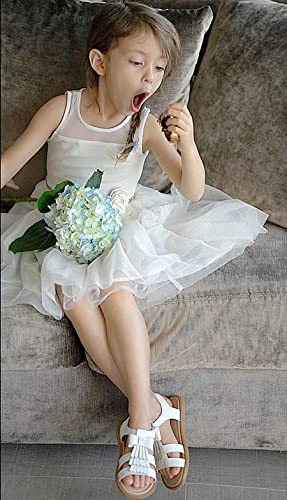 Image of THEE BRON White Flower Girl Wedding Princess Sandals Toddler /Little Girl(2108,White /7M)