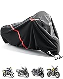 kemimoto Motorcycle Cover, Durable All-Weather Powersports Vehicle Covers, Waterproof Outdoor Motorbike Cover with Lock-Holes Windproof Buckle, 2XL