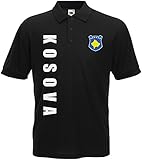Aufdruck: Premium Flex Kosovo Kosova EM-2020 Polo-Shirt Wunschname Wunschnummer Schwarz L