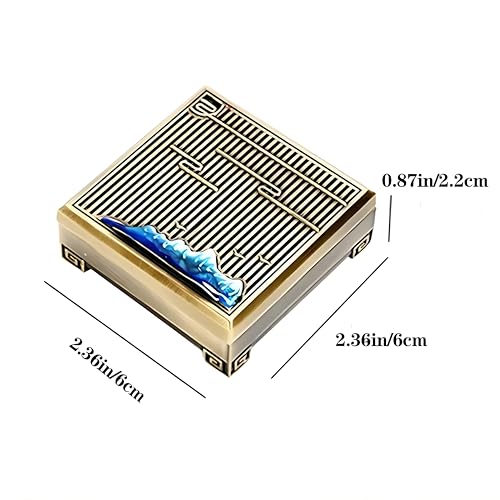 Zen Mountain Pattern Incense Holder Burner - Compact Zinc Alloy Ash Catcher Box for Stick Incense, Meditation & Yoga, Portable Ancient-Inspired Spiritual Cube Decor — view 2