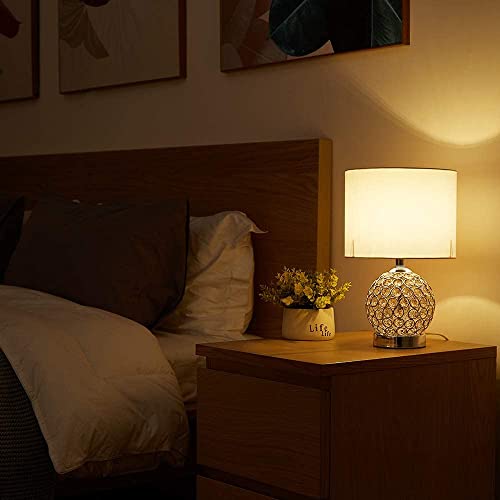 Sottae Classic Small Crystal Lamp Base Living Room Bedroom Table Lamp,Desk Lamp With White Fabric Shade #TOP4