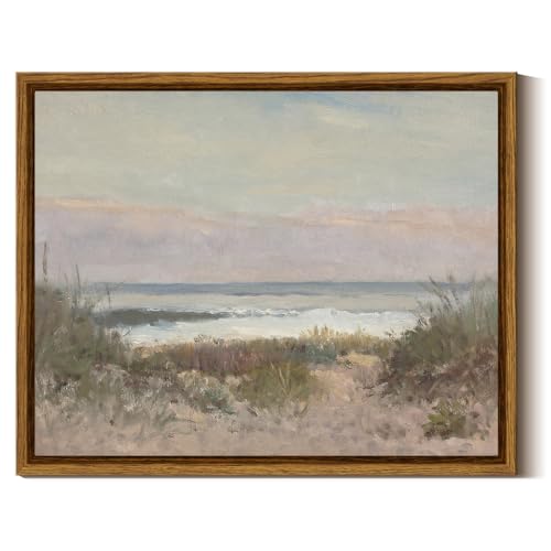 InSimSea Framed Canvas Wall Art Decor with Holder Room Decor, Classical Coastal Scenery Bathroom Pictures Wall Decorations, Farmhouse Kitchen Office Bathroom Art Wall Decor 8x10in