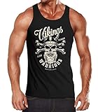Neverless® Herren Tank-Top Vikings Skull Wikinger Totenkopf Bart Muskelshirt Muscle Shirt schwarz XL