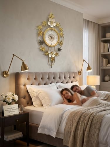 Image of Large Modern Wall Clock for Living Room,Decorative Silent Battery Operated Wall Clock with Metal Wall Art for Kitchen /Bedroom /Entryway /Office Decor (MO-11)