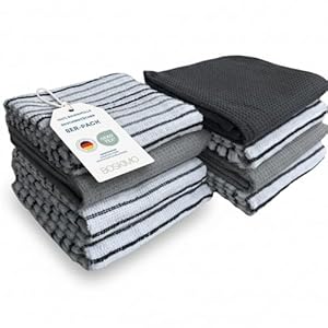 Strofinacci da cucina in cotone con spugna – Confezione da 8 stracci da cucina premium assorbenti e riutilizzabili 45 x 65 cm Aura Silver