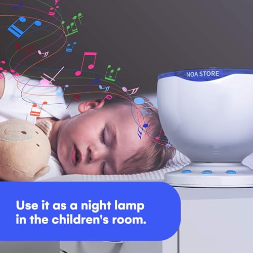 Noa Store Sensory LED Room Lights - Light Projector for Bedroom - Ocean Waves Projection Lamp with Calming Music - Night Light for Kids - Blue Ceiling Projector Lamps for Adults and Children - Thumbnail 4