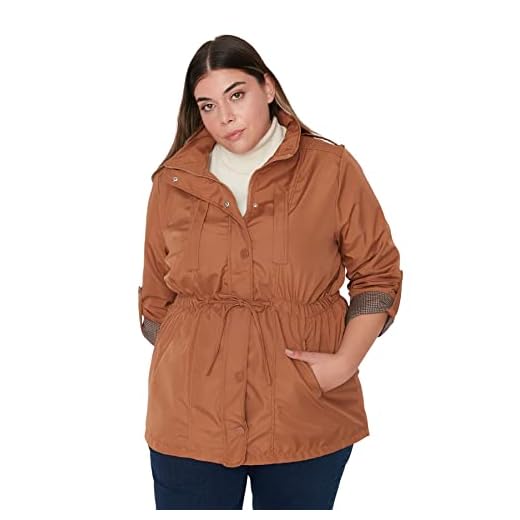 Trendyol Damen regulär Plain Webstoff Große Größen in Trenchcoat Abrigo, Camel, 46 De Las Mujeres