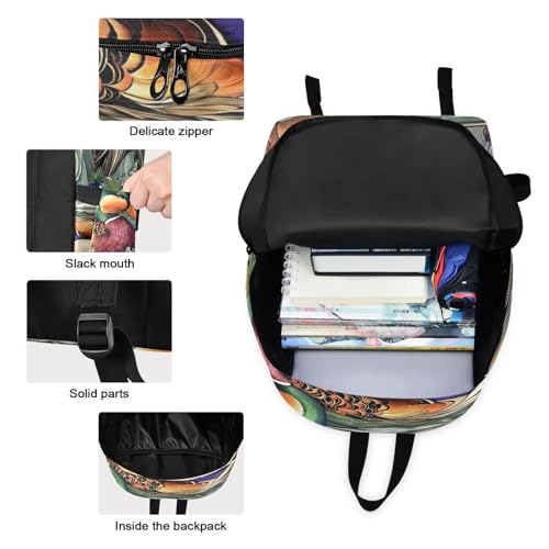 Backpack Lunch Box Set Large Capacity Travel Backpacks and Insulated Lunch Bag for Commute Hiking Picnic Wild Duck Print3