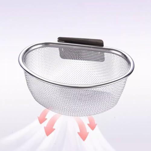 Image of Kitchen Sink Drain Strainer Basket, Faucet Hanging Design, Waste Holder & Food Scrap Filter Cup, Plastic Organizer, Scrubber Waste Leaves, Daily Use, Vegetables Scraps Sink, Easy Clean (Steel)