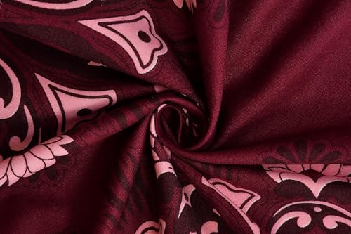 Image of KAWI Single Bedsheet Elastic Fitted Glace Cotton with 1 Pillow Cover,200 TC (Size 72X48X up to 8 Inches Mattress) - Maroon Print