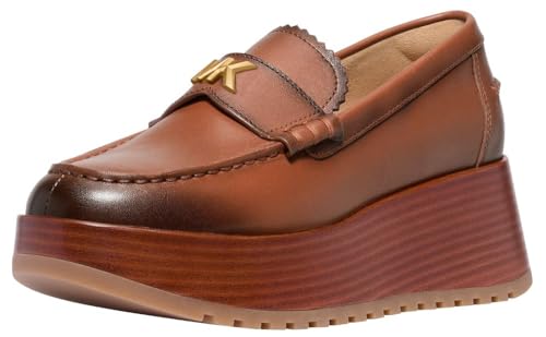 Michael Kors Women's Indy Flatform Loafer, Luggage, 10