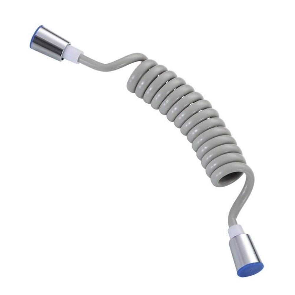 Gkirqvpe Grey Shower Hose, Pvc Spring Flexible Retractable Shower Toilet Bidet Hose, Black And Gray, 150-300Cm