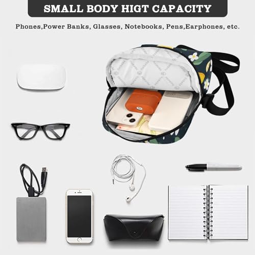 Crossbody Bag Lemon Flower Summer Messenger Bag for Women Men Purse Shoulder Bag Satchel Bag with Adjustable Strap 214A9421 5