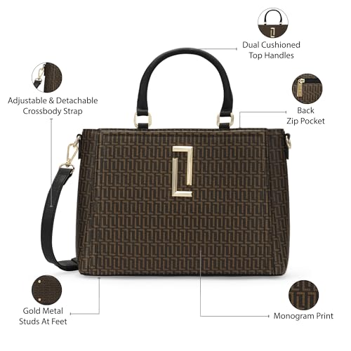 Image of Lavie Luxe Women's Daphne 3 Compartment Satchel Bag | Satchel Handbag for Work | Ladies purse | Stylish Shoulder Bag | Gift for Women