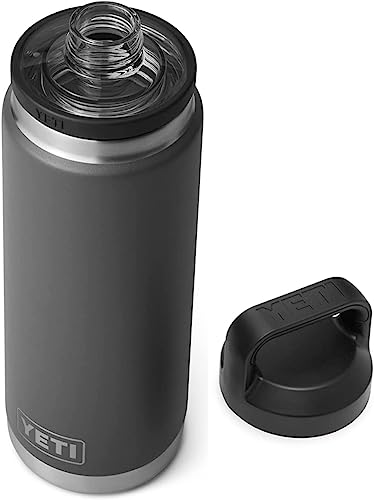 Image of YETI Rambler Bottle Chug, Vaccum Insulated Stainless Steel Bottle with Leakproof Chug Cap, Charcoal, 26 oz (769ml)