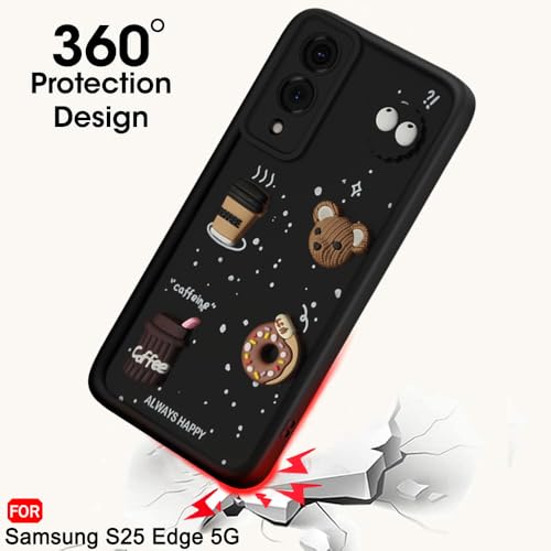 Image of TheGiftKart Back Cover Case for Samsung Galaxy S25 Edge 5G | Cute Fun Cartoon 3D Bear Coffee Case | Full Camera Protection | ShockProof Back Cover Case for Samsung Galaxy S25 Edge 5G (Silicone, Black)
