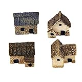 Carry stone Premium Qualität 4 stücke Miniatur Fee Garten Stein Häuser Mini Cottage Haus Miniaturen Dekor Zubehör Garten Dekoration Kit